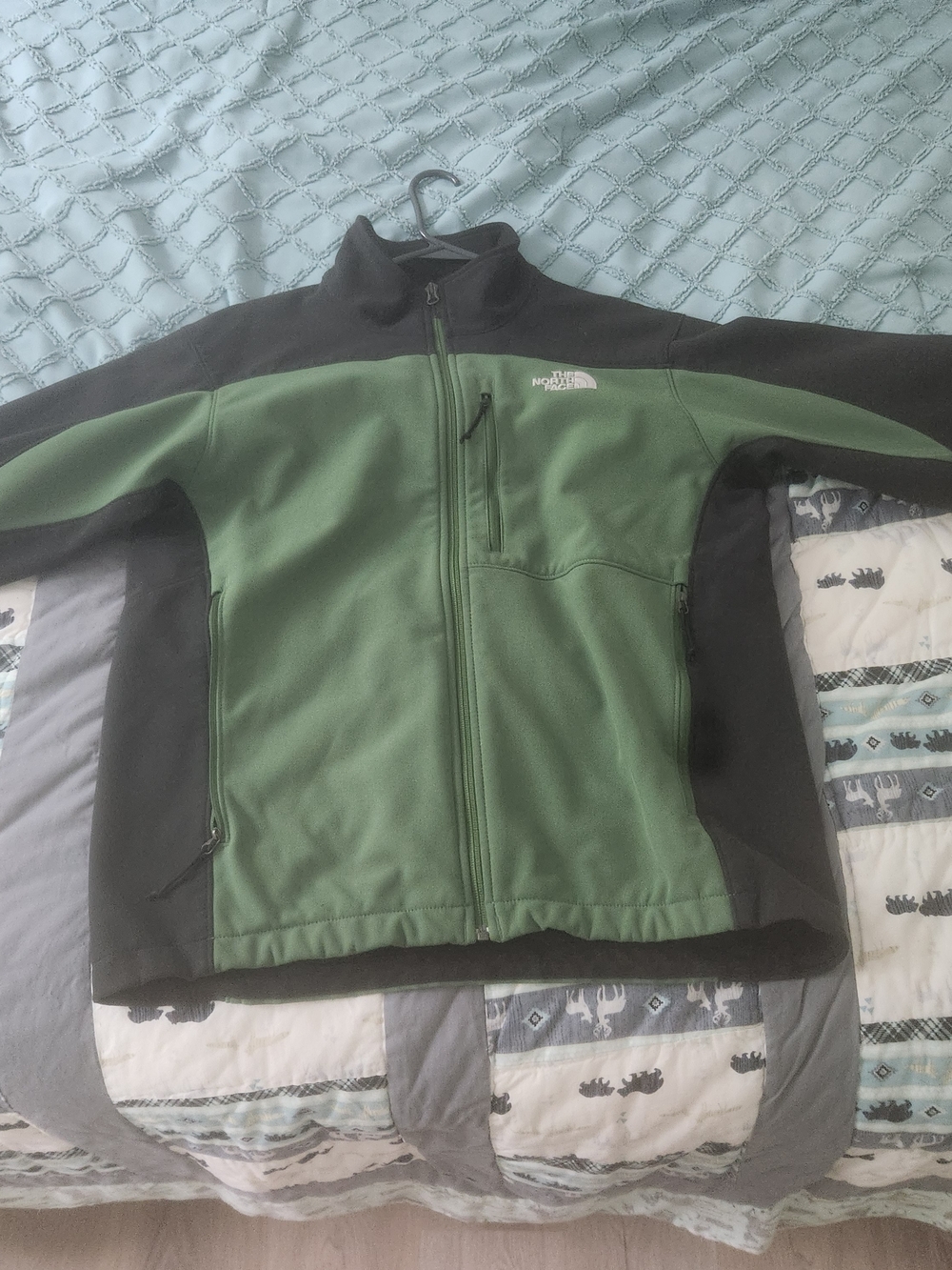 The North Face Green and Black Zip-Up Fleece Jacket